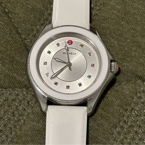 MICHELE Watch. 38mm. White silicone band. Excellent condition, like new.